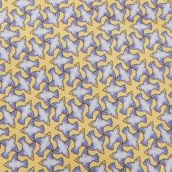 Pre Owned Hermès Yellow/Blue Dove Print Silk Traditional Tie