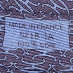 Pre Owned Hermès Purple H Print Silk Traditional Tie