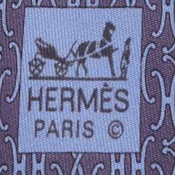 Pre Owned Hermès Purple H Print Silk Traditional Tie