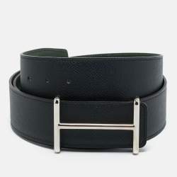 مملوكة مسبقًا حزام هيرمس جلد إبسم فيرت/أنجليس وأسود بوجين 100 سم