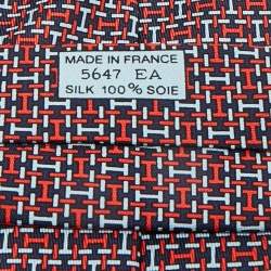 Pre Owned Hermès Navy Blue/Red All-Over H Print Silk Tie