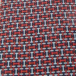 Pre Owned Hermès Navy Blue/Red All-Over H Print Silk Tie