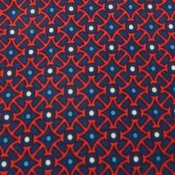 Pre Owned Hermès Navy Blue/Red Geometric Print Silk Traditional Tie