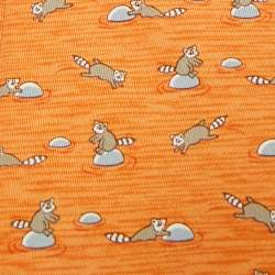 Pre Owned Hermès Orange Raccoon Print Silk Tie