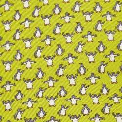 Pre Owned Hermès Green Whimsical Penguins Print Silk Tie