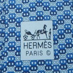 Pre Owned Hermes Blue Print Silk Tie