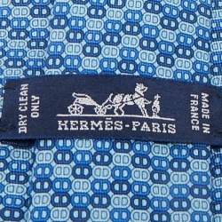 Pre Owned Hermes Blue Print Silk Tie