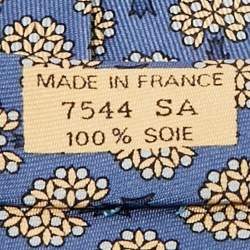 Pre Owned Hermès Blue Tree Print Silk Traditional Tie