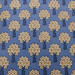 Pre Owned Hermès Blue Tree Print Silk Traditional Tie