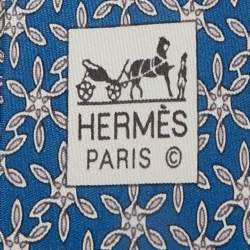 Pre Owned Hermès Blue Print Silk Tie