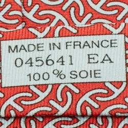 Pre Owned Hermès Red Printed Silk Traditional Tie 