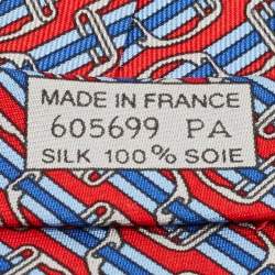 Pre Owned Hermès Red/Blue Striped Silk Tie