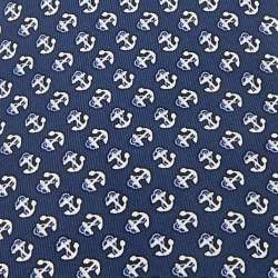 Pre Owned Hermès Blue Anchor Print Silk Traditional Tie 
