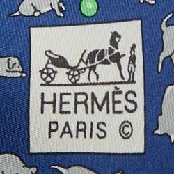 Pre Owned Hermès Blue Puppy Print Silk Tie 