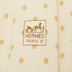 Pre Owned Hermès Cream Dots Print Silk Canvas Traditional Tie
