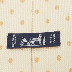 Pre Owned Hermès Cream Dots Print Silk Canvas Traditional Tie