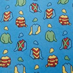 Pre Owned Hermès Blue T-Shirt Print Silk Traditional Tie