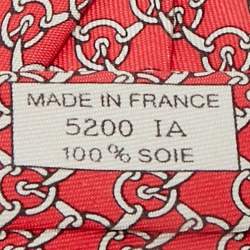 Pre Owned Hermès Pink Printed Silk Traditional Tie 