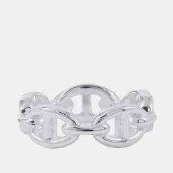 Pre Owned Hermes Chaine D'Ancre Silver 925 Ring PM EU 54