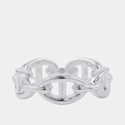 Pre Owned Hermes Chaine D'Ancre Silver 925 Ring PM EU 54