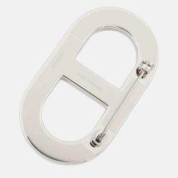 Pre Owned Hermes Chaine D'Ancre Brooch Black Metal Epsom