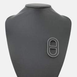 Pre Owned Hermes Chaine D'Ancre Brooch Black Metal Epsom