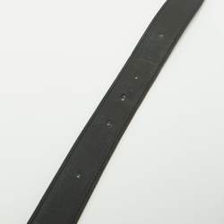 Pre Owned Hermès Noir/Bleu Saphir Swift and Epsom Leather H Martelee Buckle Reversible Belt 100 CM
