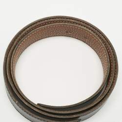 Pre Owned Hermes Gold/Noir Togo and Box Leather Reversible Belt Strap 90 CM