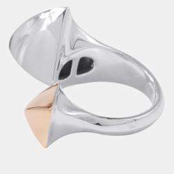 Pre Owned Hermes Medor Ring  18k Rose Gold, Silver 925 EU 58