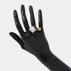 Pre Owned Hermes Medor Ring  18k Rose Gold, Silver 925 EU 58