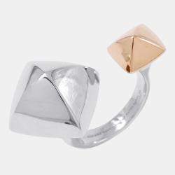 Pre Owned Hermes Medor Ring  18k Rose Gold, Silver 925 EU 58
