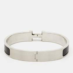 Pre Owned Hermès Clic HH Matte Enamel Palladium Plated Bracelet