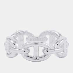 Pre Owned Hermes Chaine Sv925 D'Ancre Anchene Ring Size EU 54