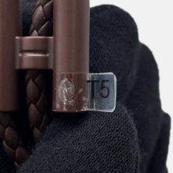 Pre Owned Hermes Tourni Tresse Thor Brown Swift Leather Metal Bracelet