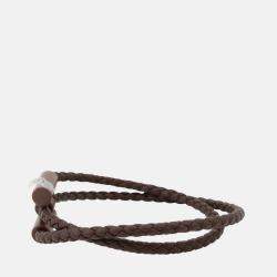 Pre Owned Hermes Tourni Tresse Thor Brown Swift Leather Metal Bracelet