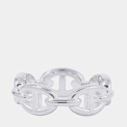Pre Owned Hermes Chaine D'Ancre Anchene Ring Size Pm/55/#15 Sv925