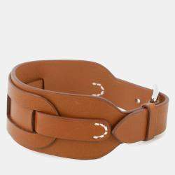 Pre Owned Hermes EtriviRe Babor Bracelet Size T5 Gold Tadelakt Leather