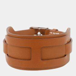 Pre Owned Hermes EtriviRe Babor Bracelet Size T5 Gold Tadelakt Leather