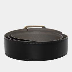 Pre Owned Hermes Black Buckle Leather Belt