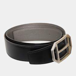 Pre Owned Hermes Black Buckle Leather Belt