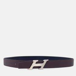 Pre Owned Hermes Black/Brown Leather H Speed Reversible Belt