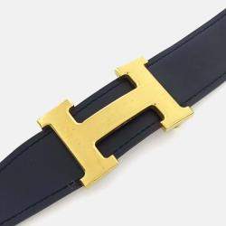 Pre Owned Hermes Black/Brown Leather H Reversible Belt