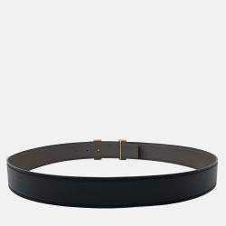 Pre Owned Hermes Black Leather H Reversible Belt