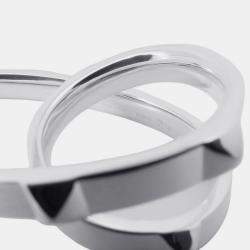 مملوكة مسبقًا خاتم إصبع مزدوج هيرمس Crew De H مقاس 52/#12H125631B فضة 925