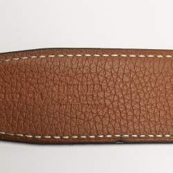 مملوكة مسبقًا حزام هيرميس إبزيم حرف أتش مطلي بالذهب جلد كليمونس وصندوق أسود/ذهبي 110 سم