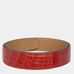 Pre Owned Hermes Shiny Porosus Crocodile Belt