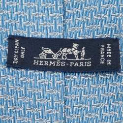 مملوكة مسبقًا Hermès Blue Silk H Marin Tie 