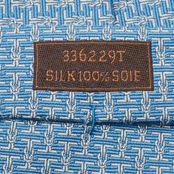 مملوكة مسبقًا Hermès Blue Silk H Marin Tie 