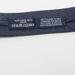 Pre Owned Hermes Navy Blue H Patterned Silk Tie