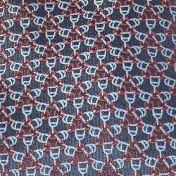 مملوكة مسبقًا ربطة عنق هيرمس حرير جاكار أزرق بركاب